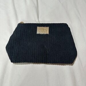 Laura Geller Black Corduroy Makeup Bag Cosmetic Pouch Zip Travel Organizer